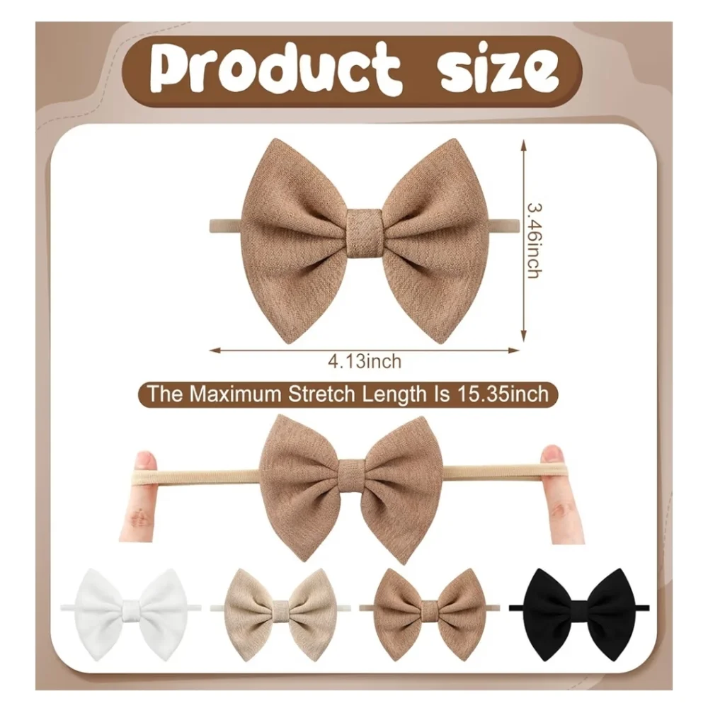 4 Pcs Soft Baby Bow Headbands